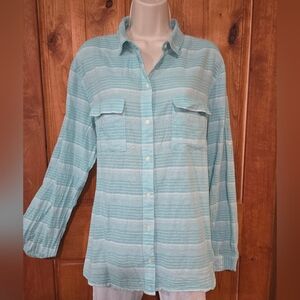 GAP Mint Green Striped Button-Down Shirt